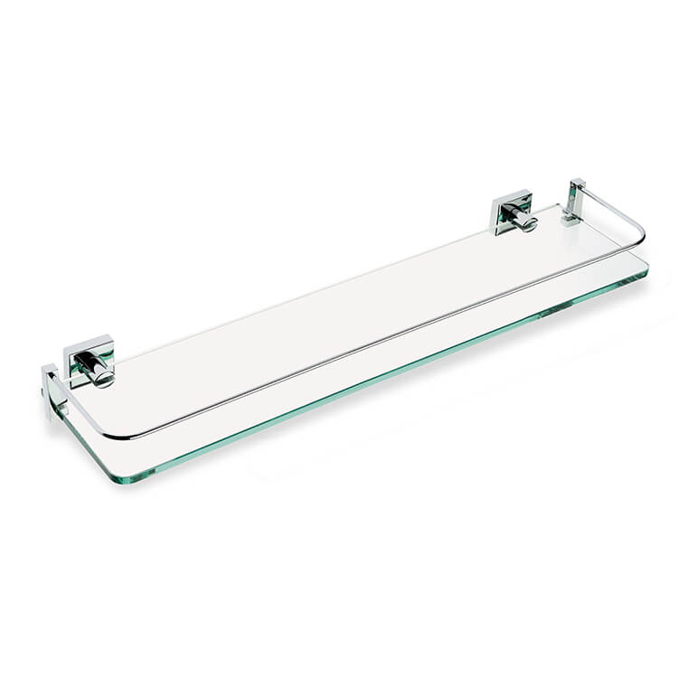 Bathroom Shelf, StilHaus U04-08, Clear Glass Bathroom Shelf with Chrome Brass Holder